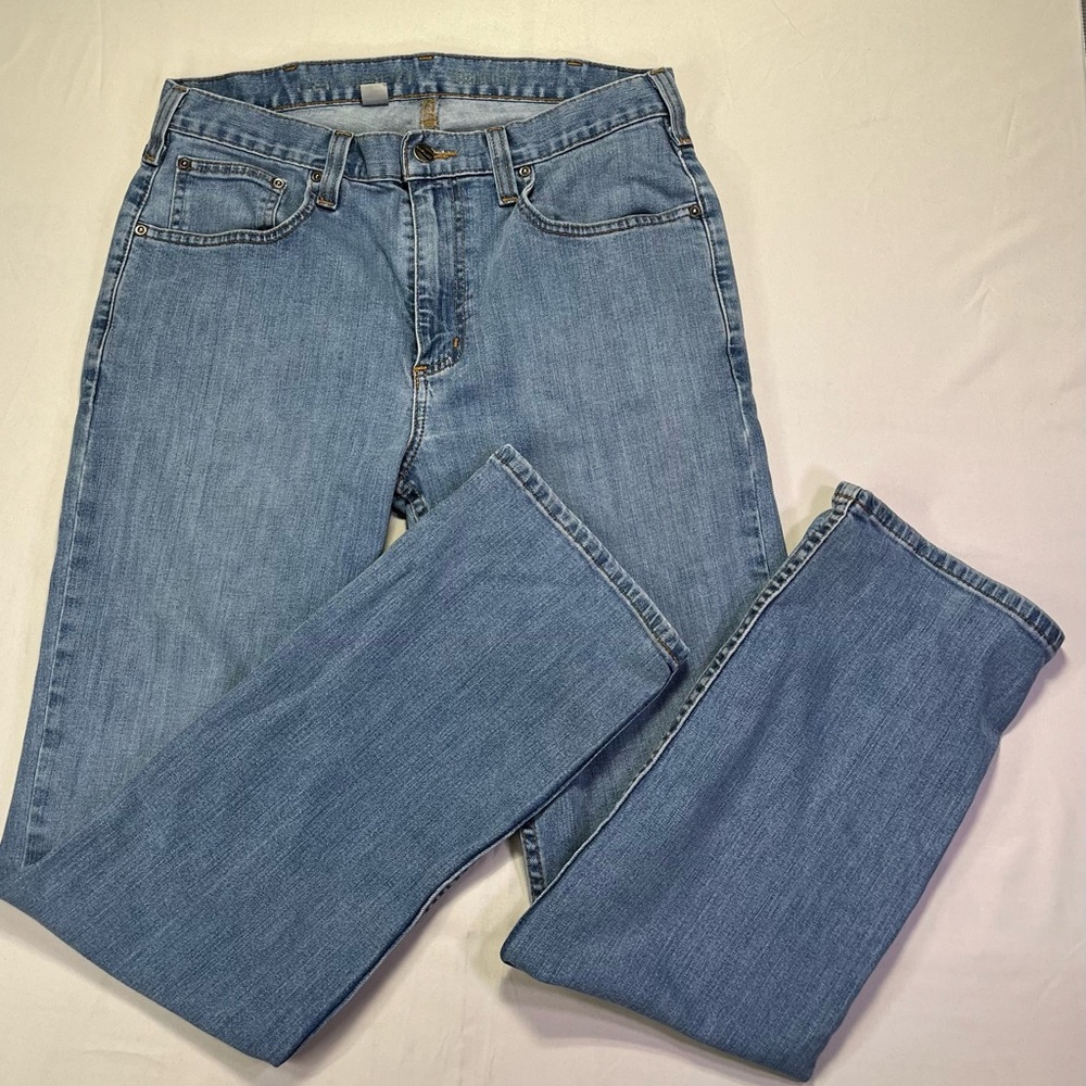 Carhartt Rugged Flex Relaxed Fit Straight Leg Jeans Light Blue Wash - 33 x 32